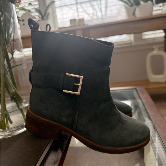 Tory Burch Dark Green Suede Ankle Boots - Picture 3 of 5